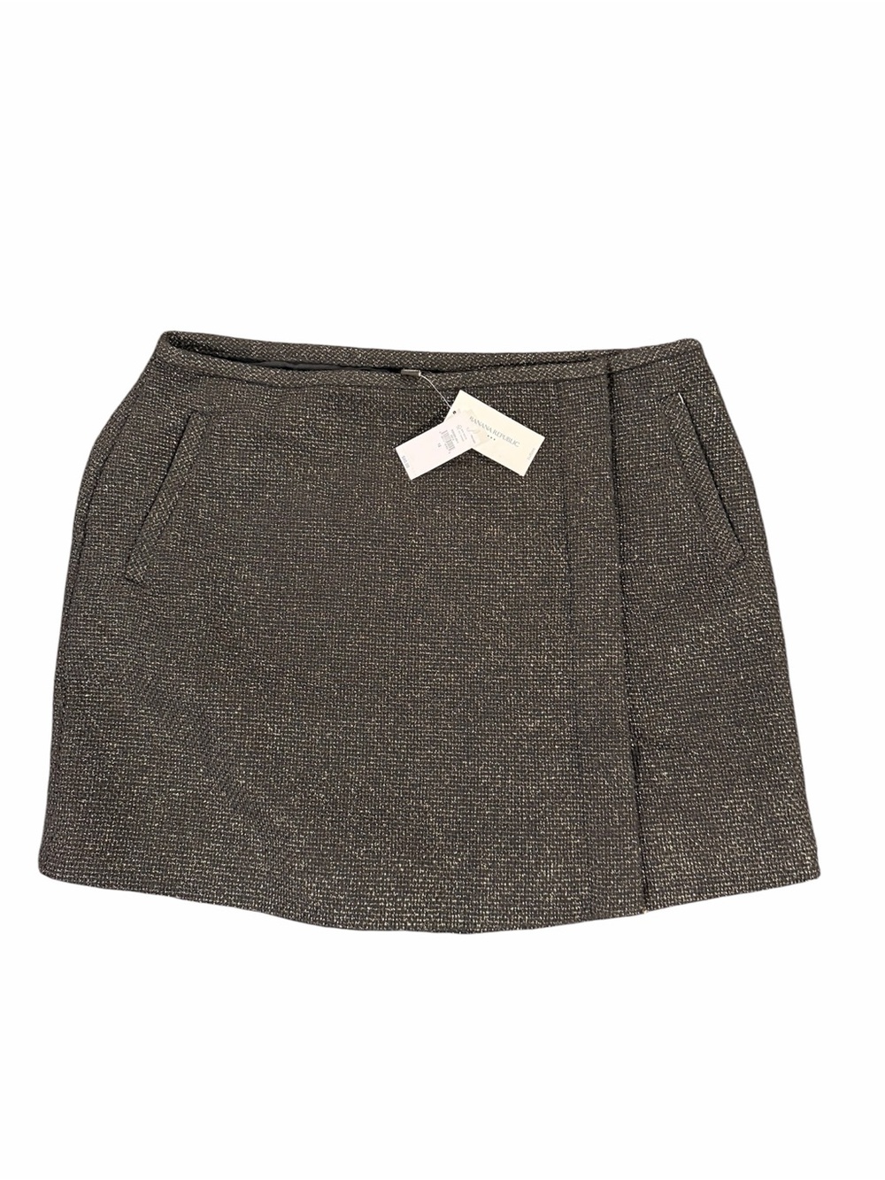 Banana Republic Metallic Black Tweed Mini Skirt with Subtle Sheen